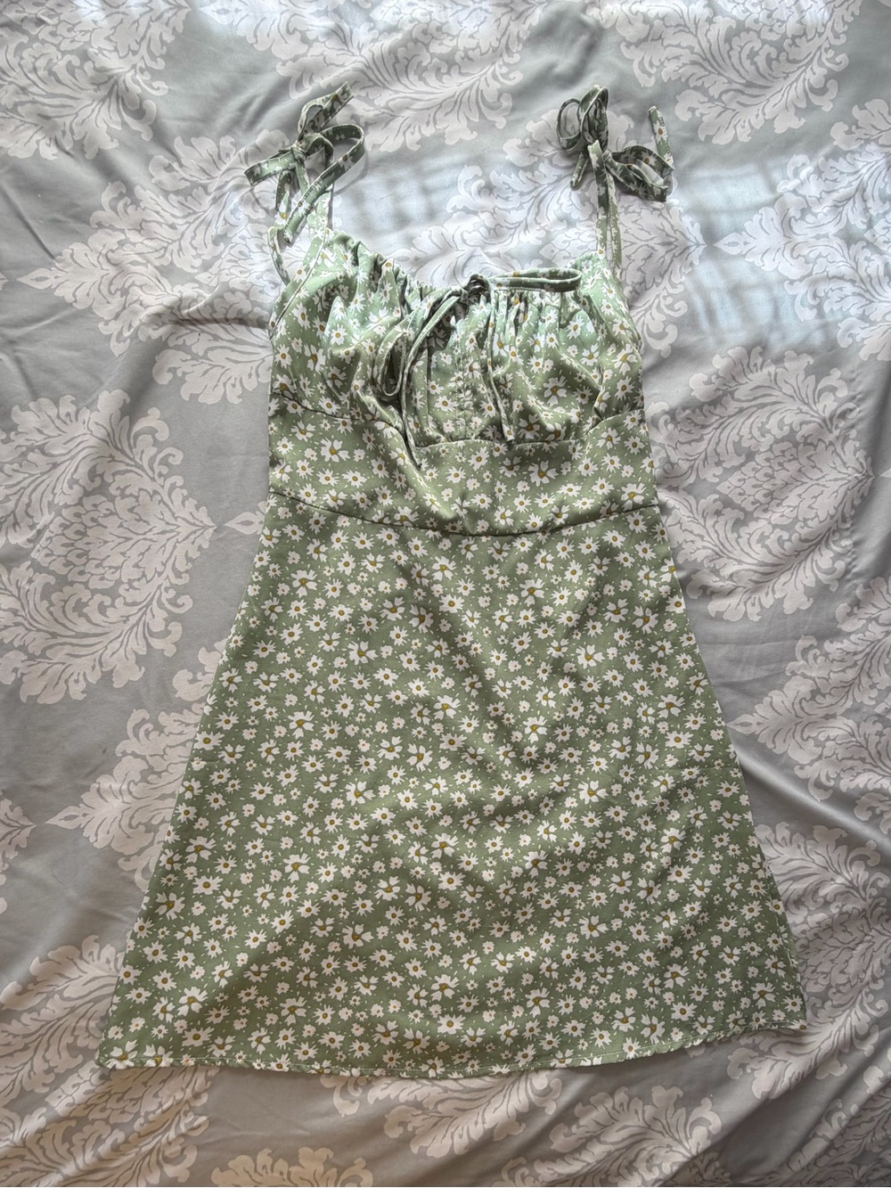 Sage Green Daisy Print Tank Dress